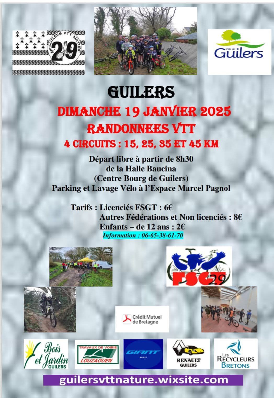 affiche des randonnées VTT organisées par Guilers VTT nature le dimanche 19 janvier 2025